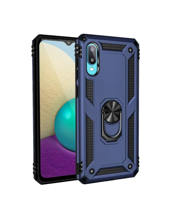 Samsung Galaxy A02 Kılıf Sofya Yüzüklü Silikon Kapak - Lacivert