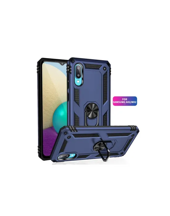 Samsung Galaxy A02 Kılıf Sofya Yüzüklü Silikon Kapak - Lacivert