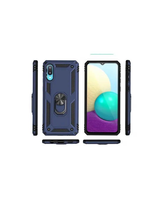 Samsung Galaxy A02 Kılıf Sofya Yüzüklü Silikon Kapak - Lacivert