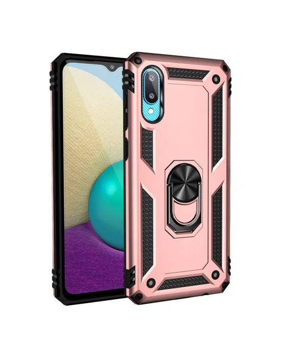 Samsung Galaxy A02 Kılıf Sofya Yüzüklü Silikon Kapak - Rose