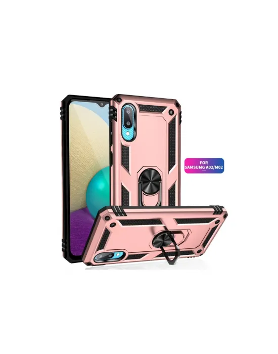 Samsung Galaxy A02 Kılıf Sofya Yüzüklü Silikon Kapak - Rose