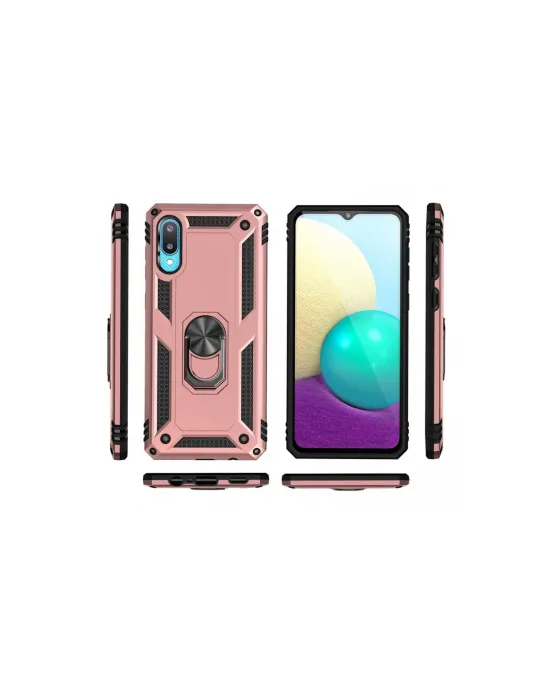 Samsung Galaxy A02 Kılıf Sofya Yüzüklü Silikon Kapak - Rose