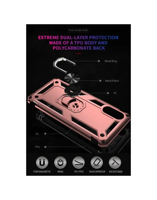 Samsung Galaxy A02 Kılıf Sofya Yüzüklü Silikon Kapak - Rose