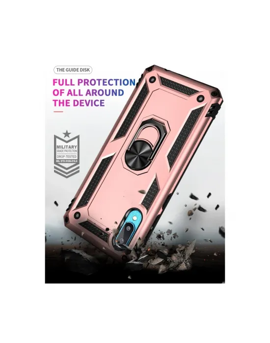 Samsung Galaxy A02 Kılıf Sofya Yüzüklü Silikon Kapak - Rose