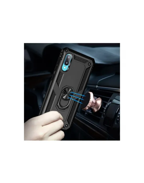 Samsung Galaxy A02 Kılıf Sofya Yüzüklü Silikon Kapak - Siyah