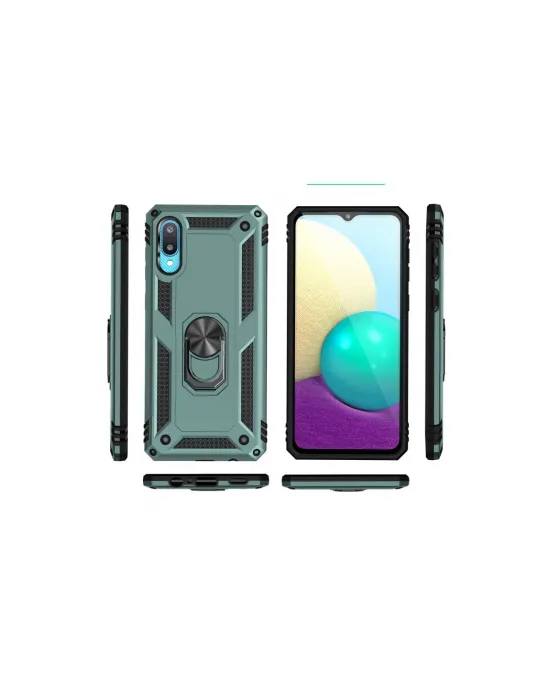 Samsung Galaxy A02 Kılıf Sofya Yüzüklü Silikon Kapak - Yeşil