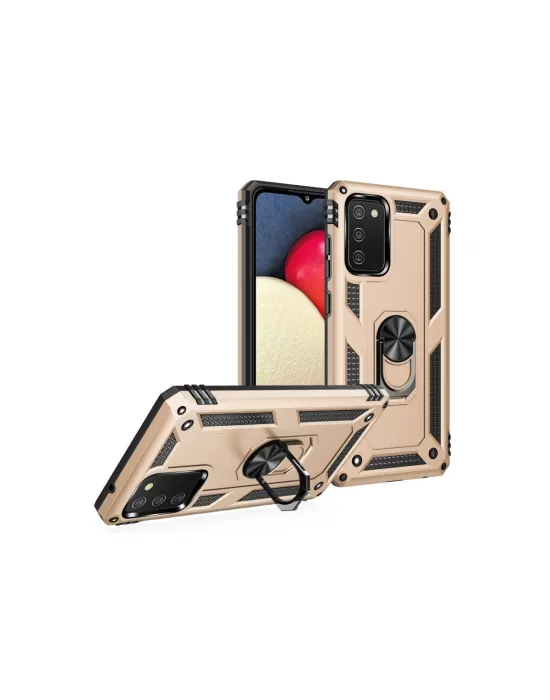 Samsung Galaxy A02s Kılıf Sofya Yüzüklü Silikon Kapak - Gold