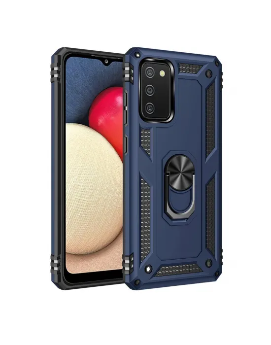 Samsung Galaxy A02s Kılıf Sofya Yüzüklü Silikon Kapak - Lacivert
