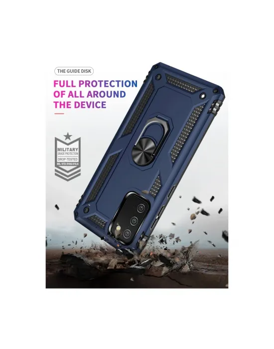 Samsung Galaxy A02s Kılıf Sofya Yüzüklü Silikon Kapak - Lacivert