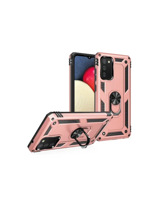 Samsung Galaxy A02s Kılıf Sofya Yüzüklü Silikon Kapak - Rose