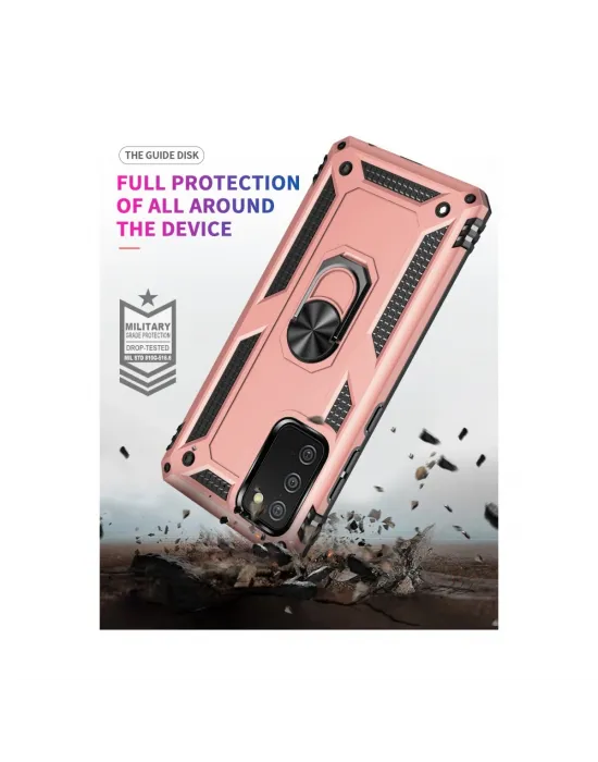 Samsung Galaxy A02s Kılıf Sofya Yüzüklü Silikon Kapak - Rose