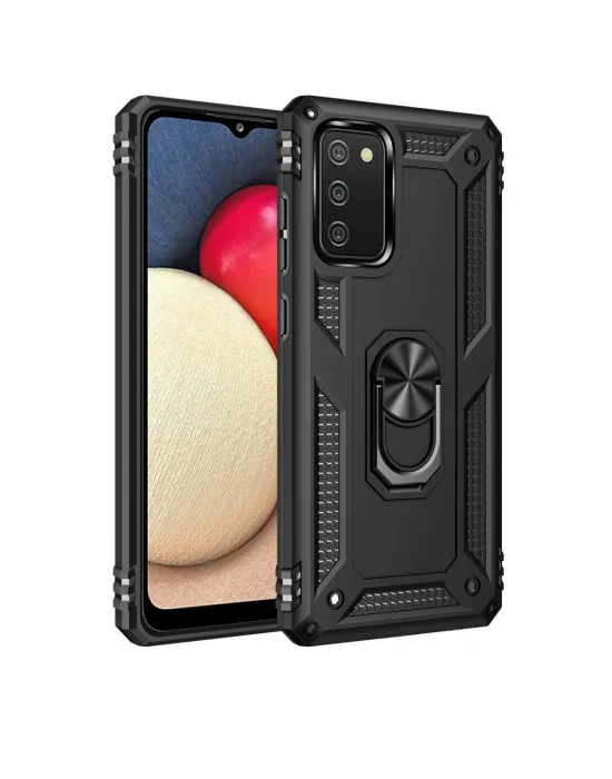 Samsung Galaxy A02s Kılıf Sofya Yüzüklü Silikon Kapak - Siyah