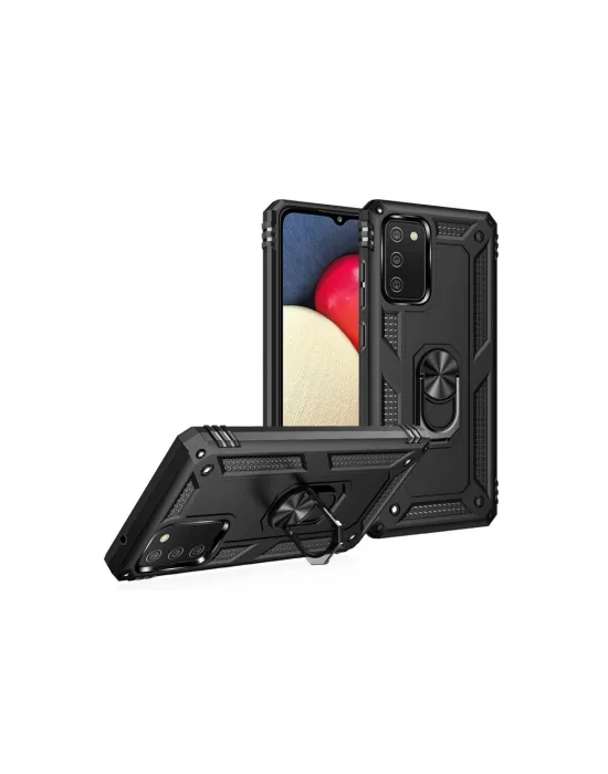 Samsung Galaxy A02s Kılıf Sofya Yüzüklü Silikon Kapak - Siyah