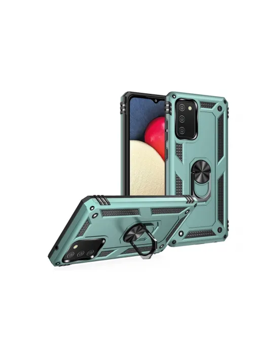 Samsung Galaxy A02s Kılıf Sofya Yüzüklü Silikon Kapak - Yeşil