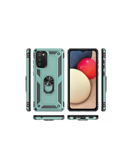 Samsung Galaxy A02s Kılıf Sofya Yüzüklü Silikon Kapak - Yeşil