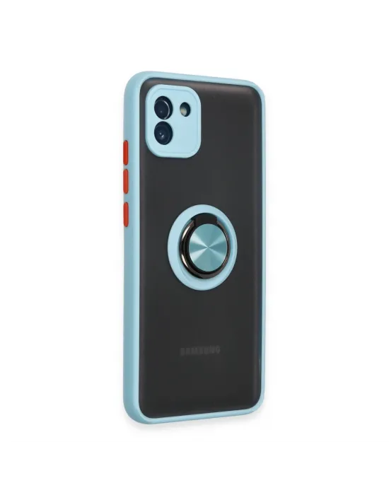 Samsung Galaxy A03 Kılıf Montreal Yüzüklü Silikon Kapak - Buz Mavi