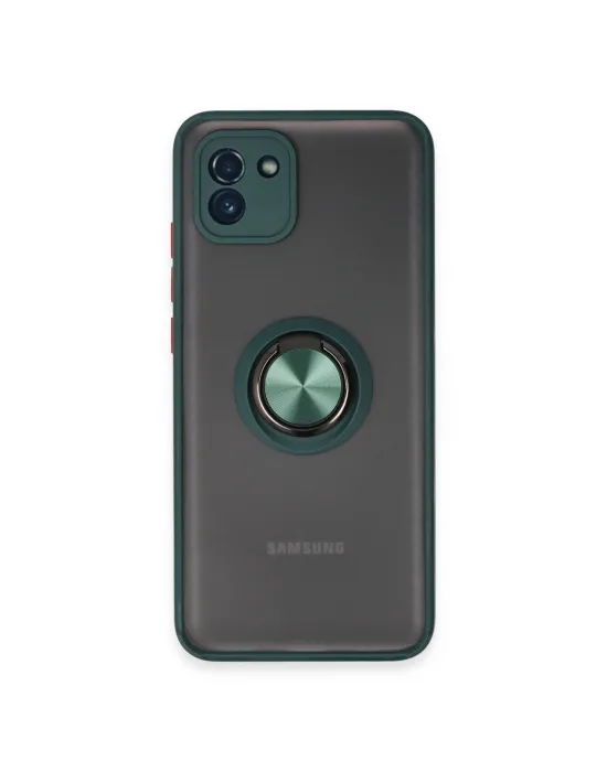 Samsung Galaxy A03 Kılıf Montreal Yüzüklü Silikon Kapak - Yeşil