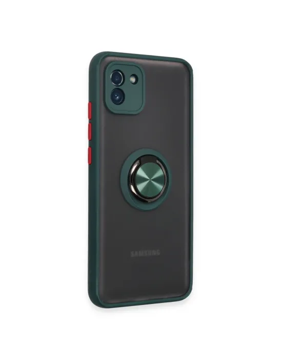 Samsung Galaxy A03 Kılıf Montreal Yüzüklü Silikon Kapak - Yeşil