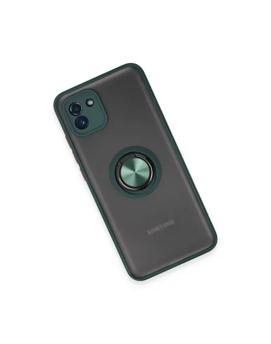 Samsung Galaxy A03 Kılıf Montreal Yüzüklü Silikon Kapak - Yeşil