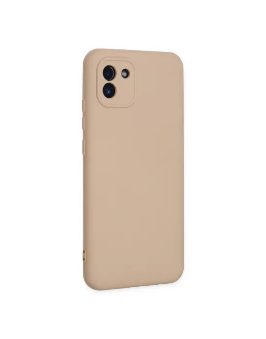 Samsung Galaxy A03 Kılıf Nano İçi Kadife Silikon - Pudra