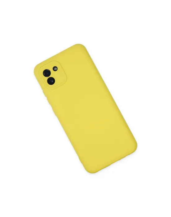 Samsung Galaxy A03 Kılıf Nano İçi Kadife Silikon - Sarı