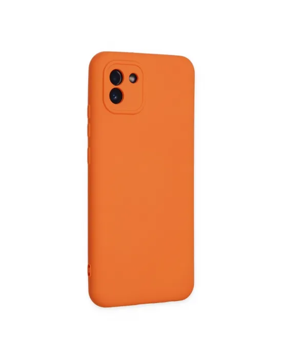 Samsung Galaxy A03 Kılıf Nano İçi Kadife Silikon - Turuncu