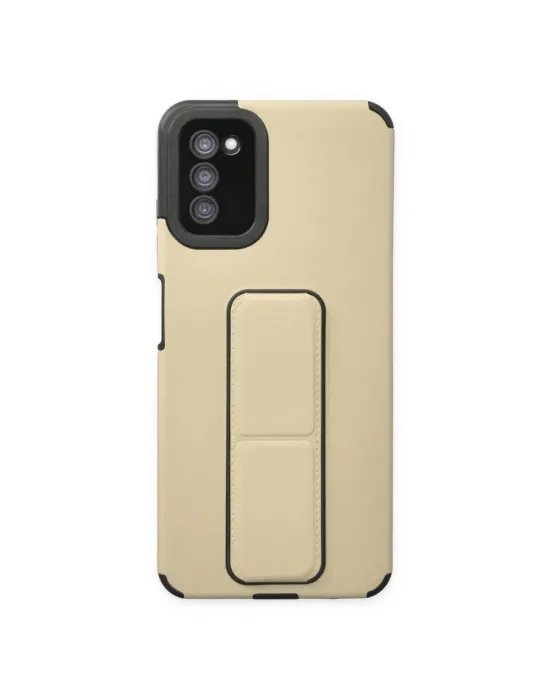 Samsung Galaxy A03s Kılıf Mega Standlı Silikon - Gold