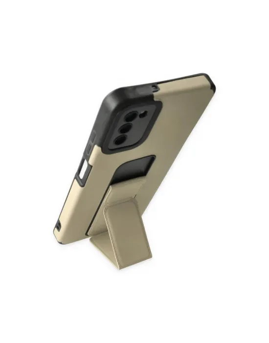 Samsung Galaxy A03s Kılıf Mega Standlı Silikon - Gold