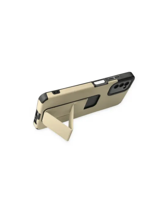 Samsung Galaxy A03s Kılıf Mega Standlı Silikon - Gold