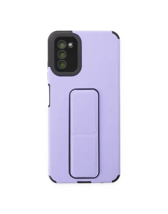 Samsung Galaxy A03s Kılıf Mega Standlı Silikon - Lila