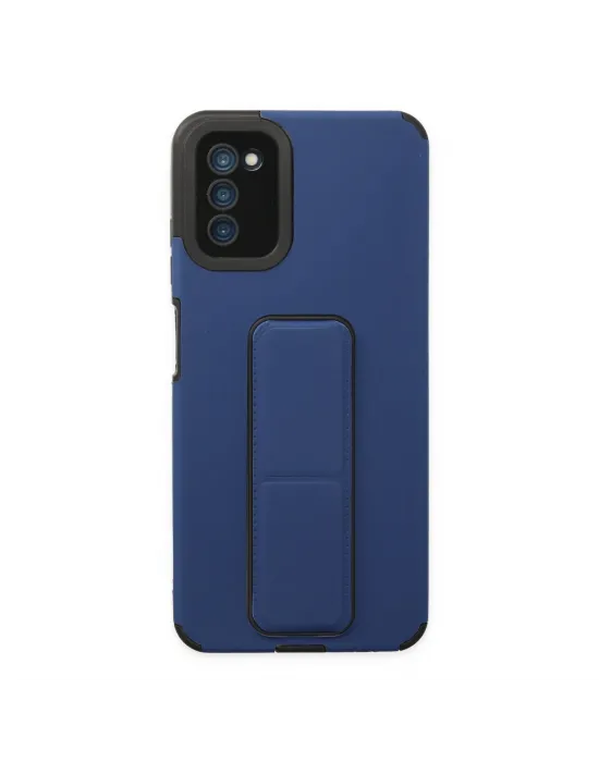 Samsung Galaxy A03s Kılıf Mega Standlı Silikon - Mavi