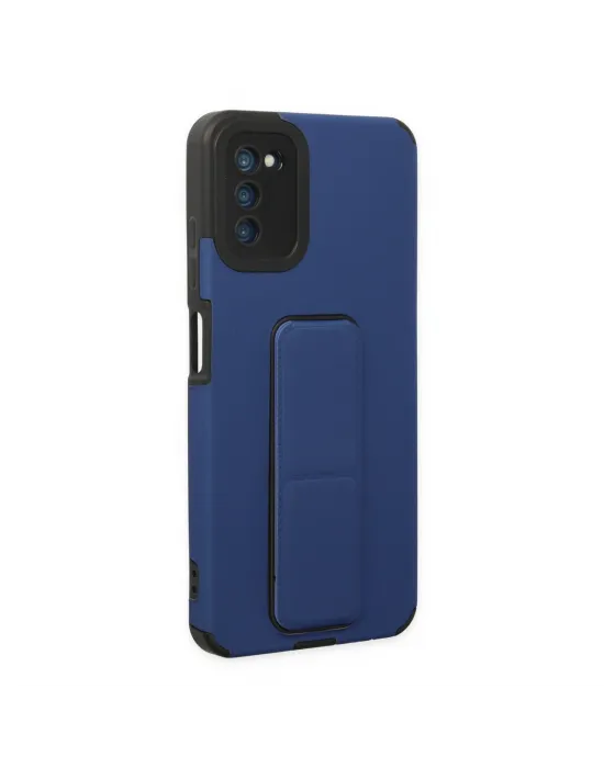 Samsung Galaxy A03s Kılıf Mega Standlı Silikon - Mavi