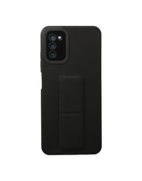 Samsung Galaxy A03s Kılıf Mega Standlı Silikon - Siyah