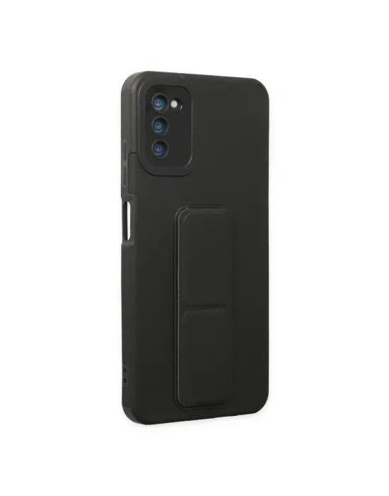 Samsung Galaxy A03s Kılıf Mega Standlı Silikon - Siyah