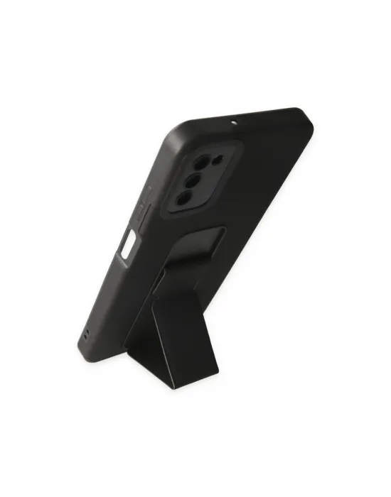 Samsung Galaxy A03s Kılıf Mega Standlı Silikon - Siyah