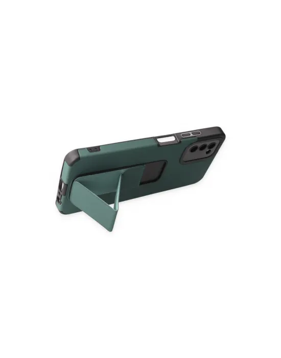 Samsung Galaxy A03s Kılıf Mega Standlı Silikon - Yeşil
