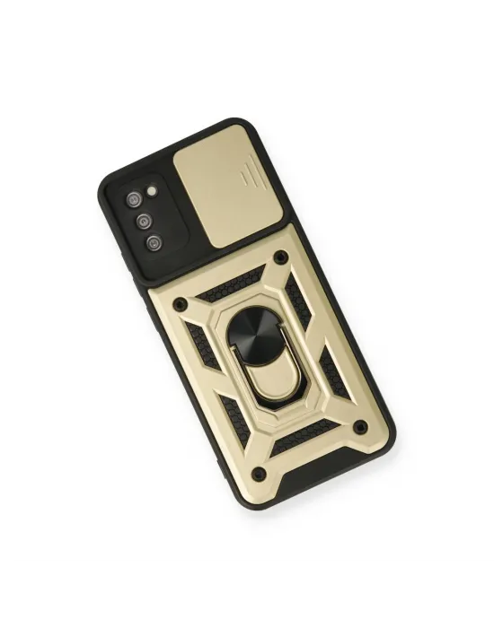 Samsung Galaxy A03s Kılıf Pars Lens Yüzüklü Silikon - Gold