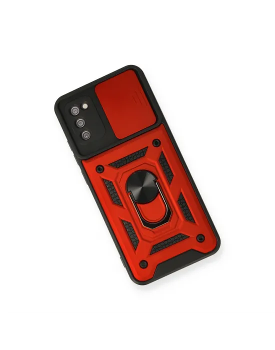 Samsung Galaxy A03s Kılıf Pars Lens Yüzüklü Silikon - Kırmızı