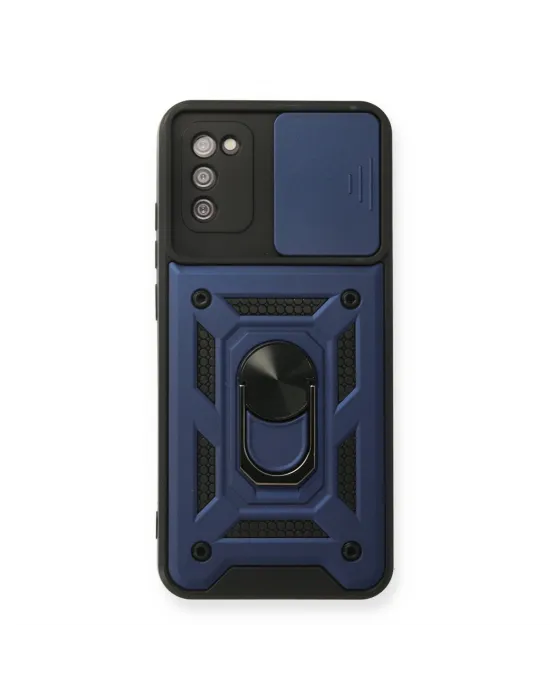Samsung Galaxy A03s Kılıf Pars Lens Yüzüklü Silikon - Lacivert