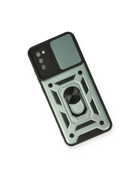 Samsung Galaxy A03s Kılıf Pars Lens Yüzüklü Silikon - Yeşil