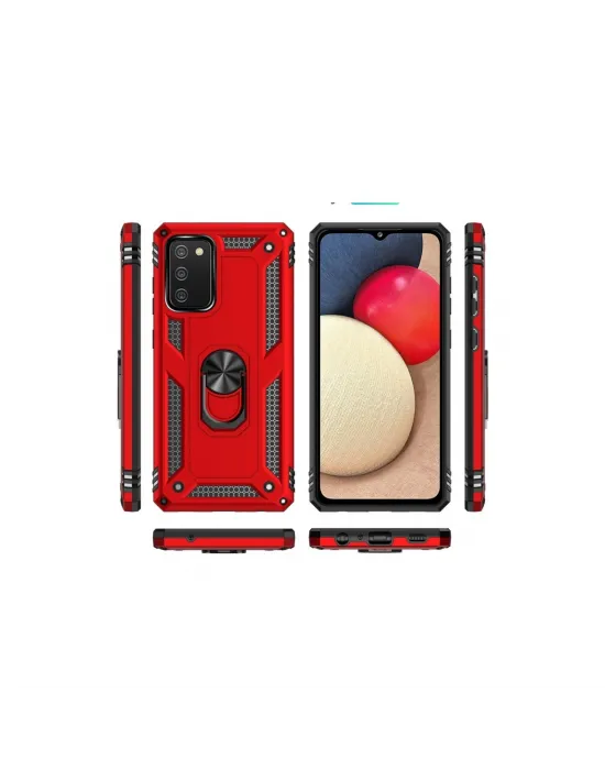 Samsung Galaxy A03s Kılıf Sofya Yüzüklü Silikon Kapak - Kırmızı