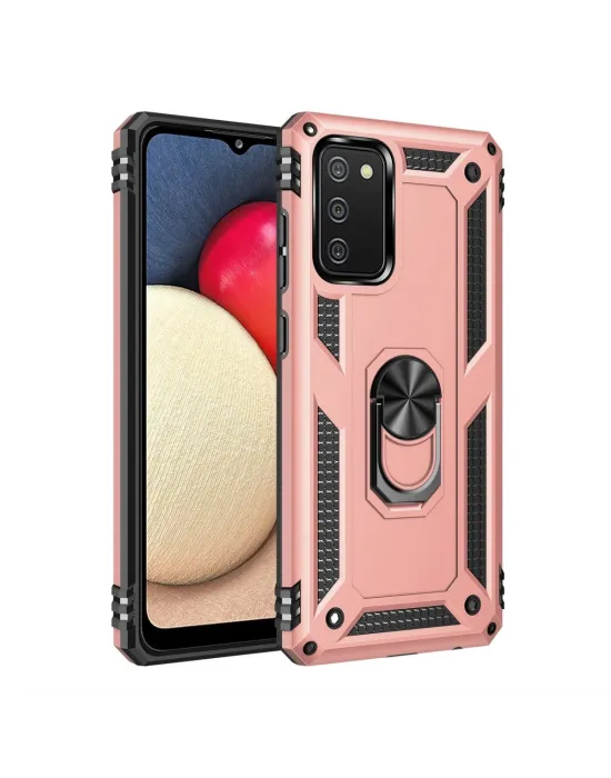 Samsung Galaxy A03s Kılıf Sofya Yüzüklü Silikon Kapak - Rose
