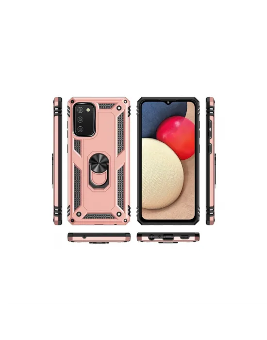 Samsung Galaxy A03s Kılıf Sofya Yüzüklü Silikon Kapak - Rose