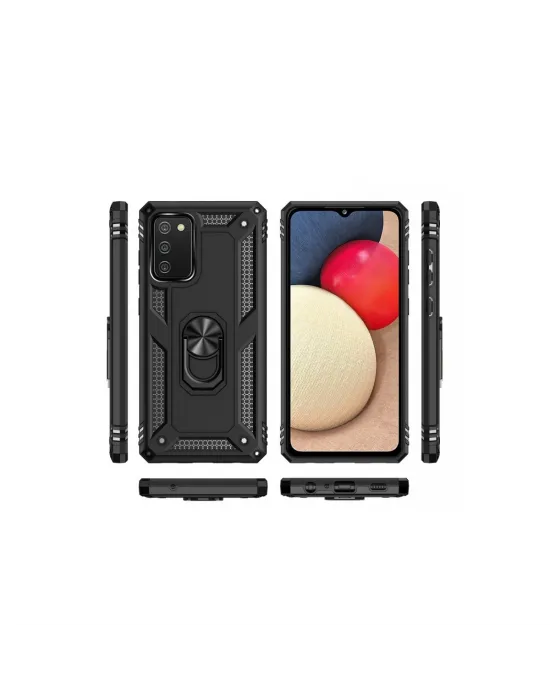 Samsung Galaxy A03s Kılıf Sofya Yüzüklü Silikon Kapak - Siyah