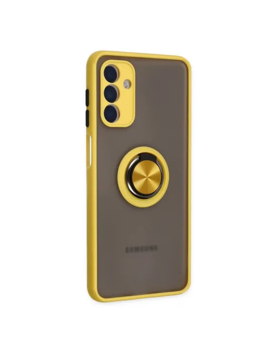 Samsung Galaxy A04s Kılıf Montreal Yüzüklü Silikon Kapak - Sarı