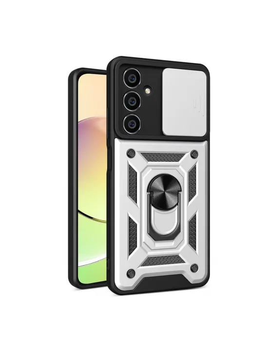 Samsung Galaxy A05 Kılıf Pars Lens Yüzüklü Silikon - Gümüş