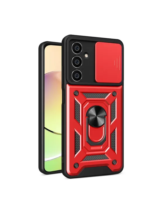 Samsung Galaxy A05 Kılıf Pars Lens Yüzüklü Silikon - Kırmızı