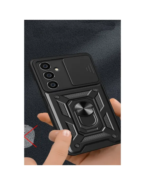Samsung Galaxy A05s Kılıf Pars Lens Yüzüklü Silikon - Siyah