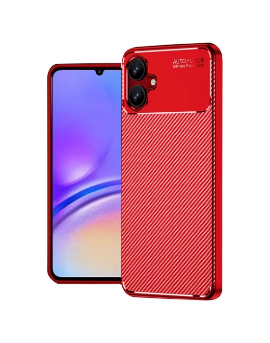 Samsung Galaxy A06 Kılıf Auto Focus Karbon Kapak - Kırmızı