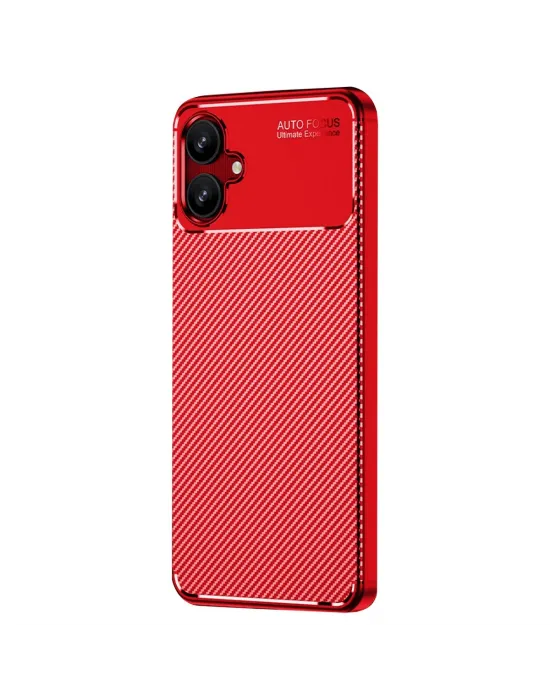 Samsung Galaxy A06 Kılıf Auto Focus Karbon Kapak - Kırmızı